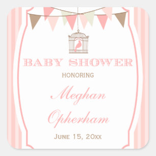 Etiquetas cor-de-rosa do chá de fraldas das