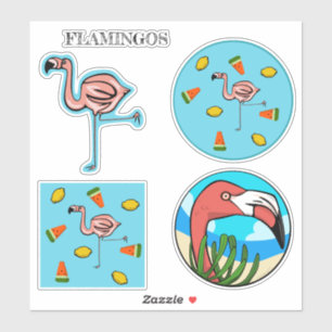 Etiquetas cor-de-rosa do vinil do flamingo