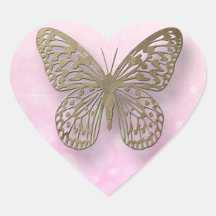 Etiquetas cor-de-rosa e Dourados da borboleta