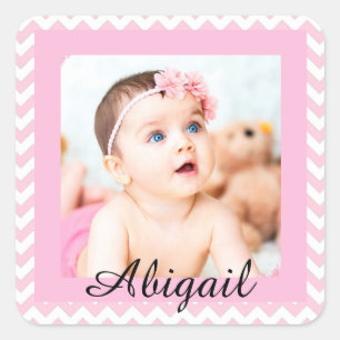 Etiquetas cor-de-rosa personalizadas da foto do