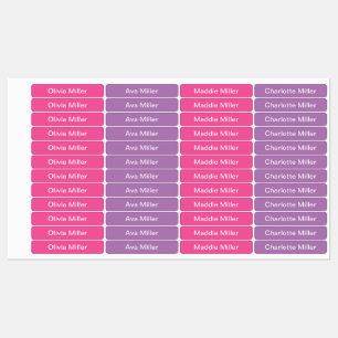 Etiquetas cor-de-rosa púrpura para creches escola