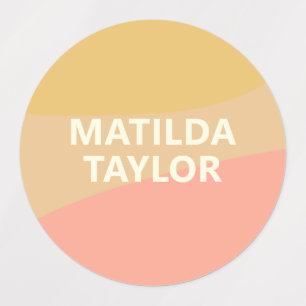Etiquetas Coral Amarelo Pastel Simples Nome Personalizado Fo