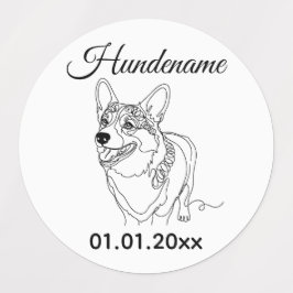 Etiquetas Corgi Minimalist Line Art personalized dog brand