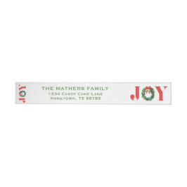 Etiquetas Cozy Red JOY Wreath Christmas Return Address Label