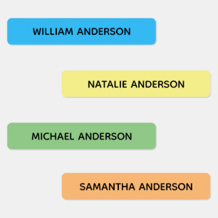Etiquetas Crianças com código de cores Nome à prova de água