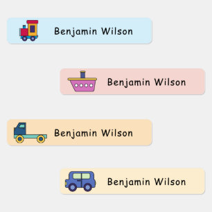 Etiquetas Crianças de nomes personalizados de transporte sim