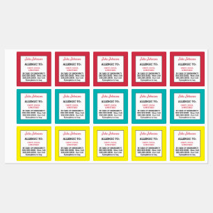 Etiquetas Crianças em Alerta Médico Cuidados de Dia da Escol