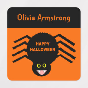 Etiquetas Crianças Personalizadas de Aranha Negra do Hallow