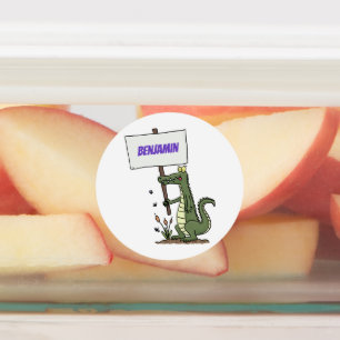 Etiquetas Crocodilo engraçado, alinhador com cartoon