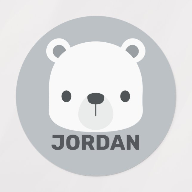 Etiquetas Cute Little Polar Bear with Personalized Name (Design 1)