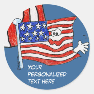 Etiquetas da bandeira americana dos desenhos