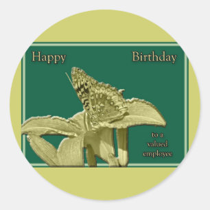 Etiquetas da borboleta do aniversário do empregad