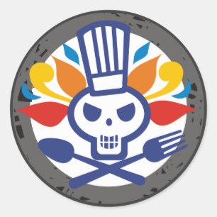 Etiquetas da comida dos crossbones dos utensílios