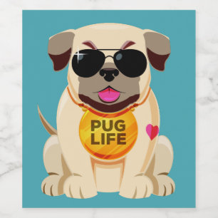 Etiquetas da garrafa da vida do Pug