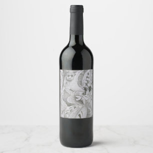 Etiquetas da garrafa de vinho, macaco em uma