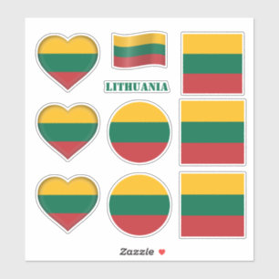 Etiquetas da Lituânia e bandeira da Lituânia, co