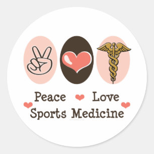 Etiquetas da medicina de esportes do amor da paz