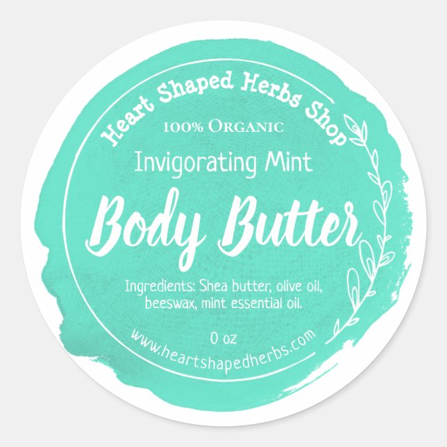 Etiquetas da Mint Body Butter (Frente)