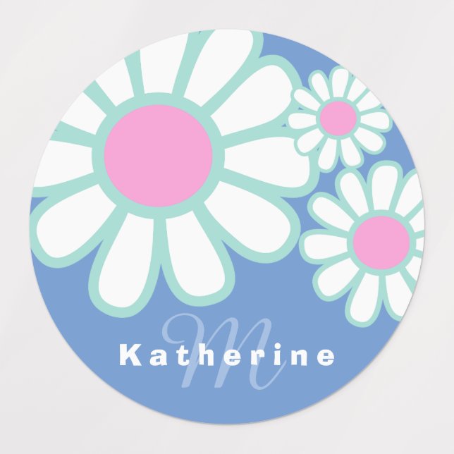 Etiquetas Daisy Simple Monograma (Design 1)