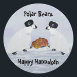 Etiquetas das noites de Hannukah dos ursos polares<br><div class="desc">Ilustração gráfica de ursos polares no Hannukah de comemoração ártico.</div>