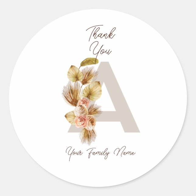 Etiquetas de Agradecimento Boho Personalizadas – P (Frente)