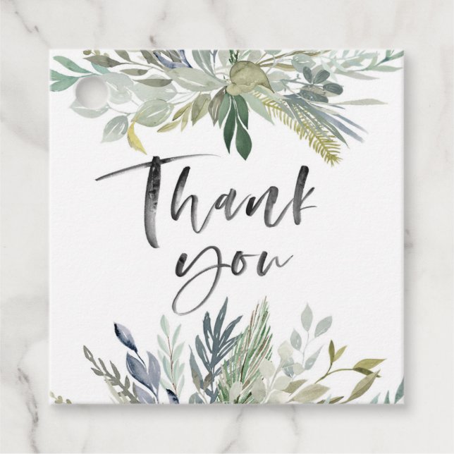 Etiquetas de agradecimento de folhas verdes (Frente)