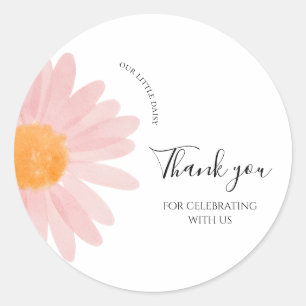 Etiquetas de Agradecimento Pink Daisy para Festa d