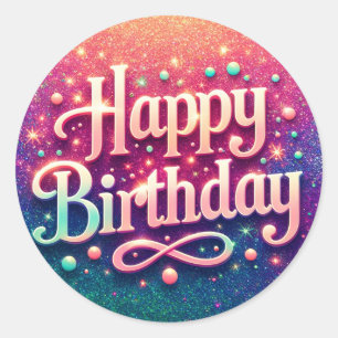 Etiquetas de aniversário - tema brilhante cor-de-r