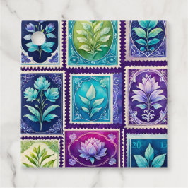 Etiquetas de Arte de Carimbo Antigas Coloridas