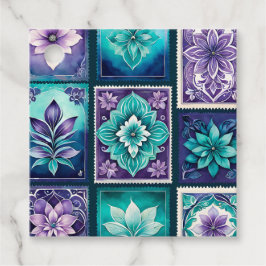 Etiquetas de Arte de Carimbo Antigas Coloridas