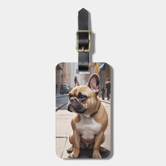 Etiquetas de Bagagem Bulldog Francês (Frente Vertical)