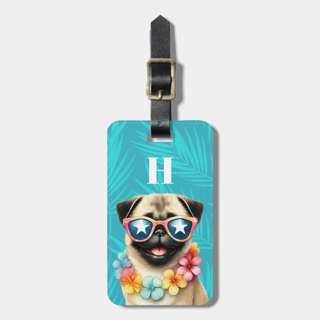 Etiquetas de Bagagem Cachorro Pug (Frente Vertical)