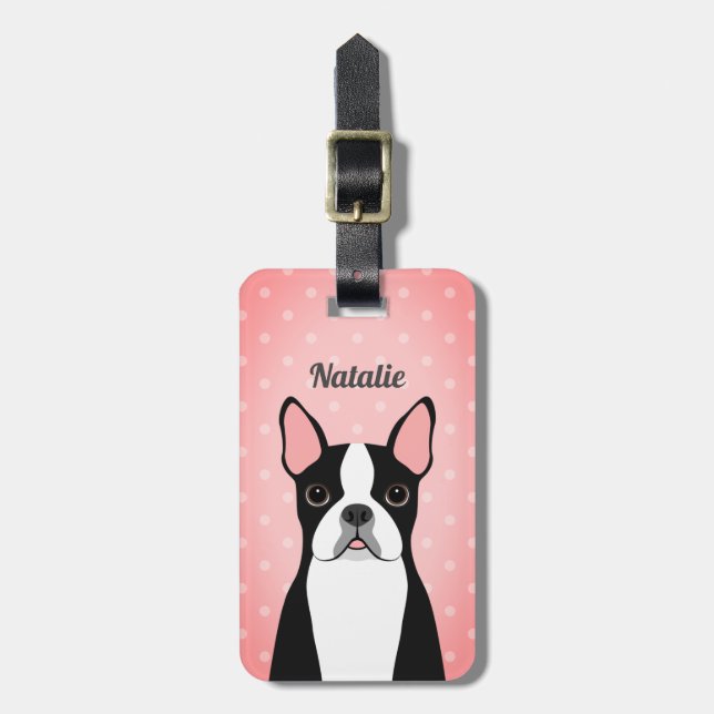 Etiquetas de Bagagem de Boston Terrier (Frente Vertical)