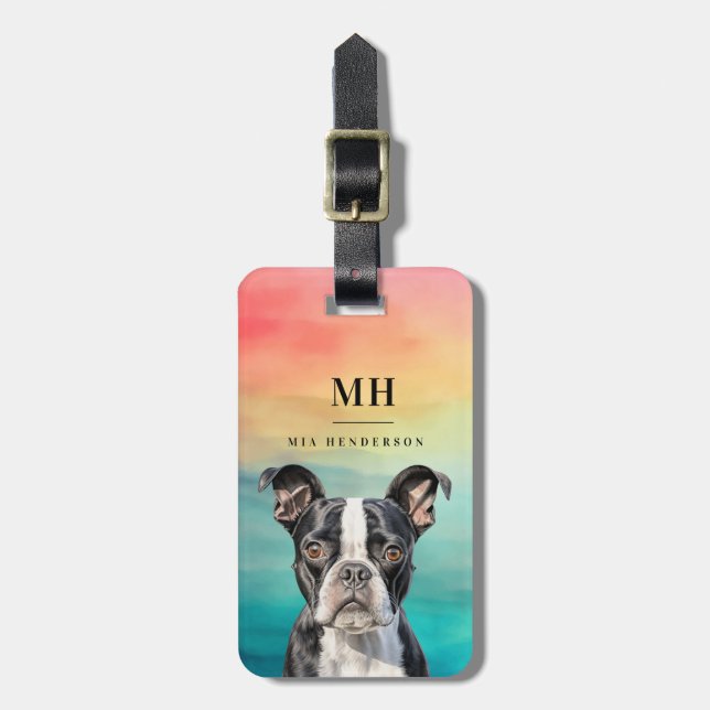 Etiquetas de Bagagem de Boston Terrier (Frente Vertical)