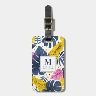 Etiquetas de bagagem de folhas tropicais