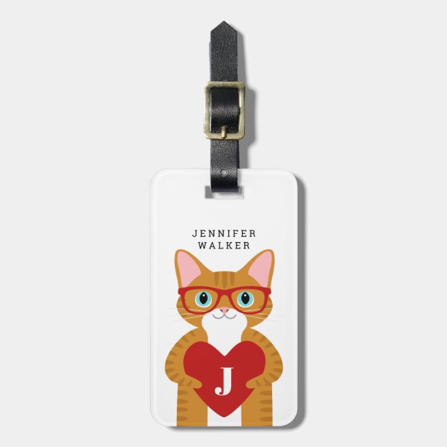 Etiquetas de Bagagem de Gato Laranja (Frente Vertical)