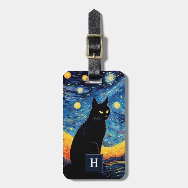 Etiquetas de bagagem de gato preto (Frente Vertical)