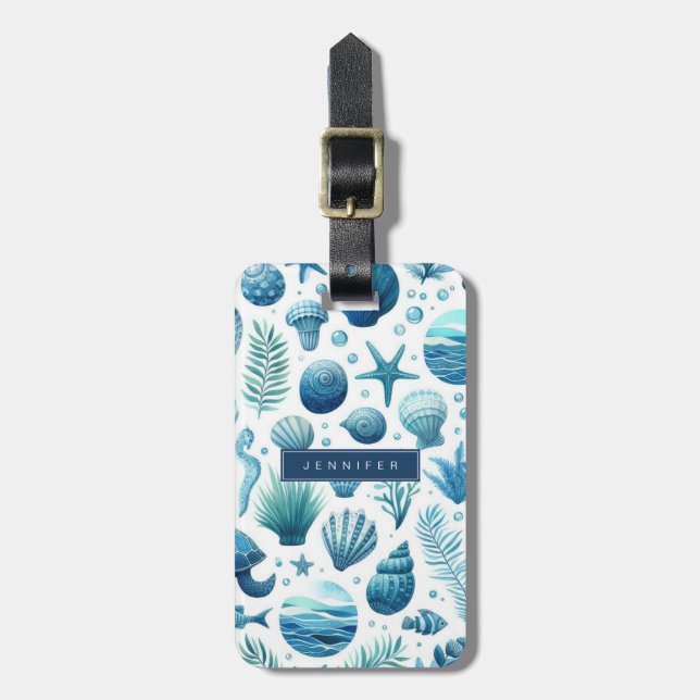 Etiquetas de Bagagem de Praia Azul (Frente Vertical)