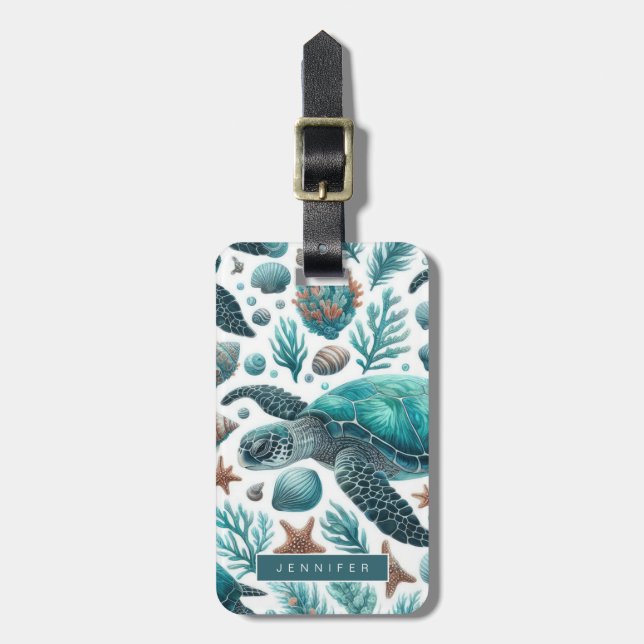 Etiquetas de Bagagem de Tartaruga Marítima (Frente Vertical)