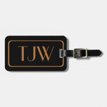 Etiquetas de Bagagem Iniciadas a Cor Preta e Cobre