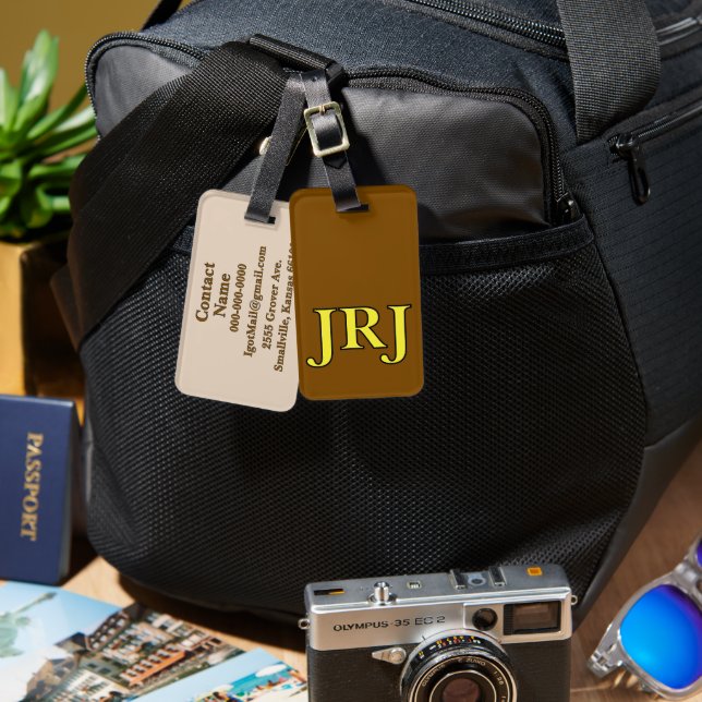 Etiquetas de Bagagem Monogramadas - Personalizadas (Frente e verso)