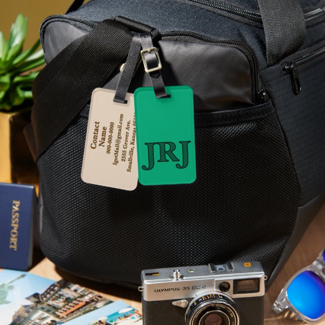 Etiquetas de Bagagem Monogramadas - Personalizadas (Frente e verso)