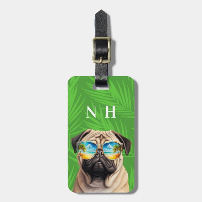 Etiquetas de Bagagem Pug (Frente Vertical)