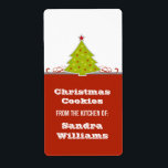 Etiquetas de Baking em Árvore de Natal Whimsical<br><div class="desc">Charmoso e divertido Bandas Feriadas de Natal Whimsical com etiquetas de Natal, com uma brilhante árvore de Natal decorada, pântanos espinhosos e uma dupla borda em cinzas vermelhas e leves. Estas doces etiquetas de Natal são uma maneira divertida de rotular todos os seus doces de Natal para dar presentes! Fácil...</div>