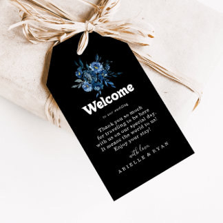 Etiquetas de Boas-vindas de Casamento Floral Azul