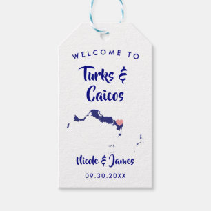 Etiquetas de boas-vindas do casamento Turks e Caic