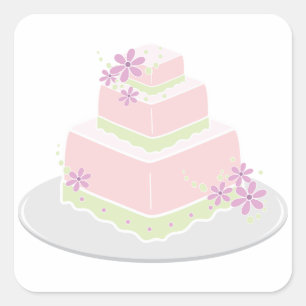 Etiquetas de Bolo de Casamento Quadrado