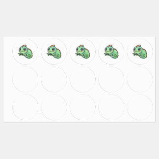 Etiquetas de Camaleão Verde Bebê Fofo