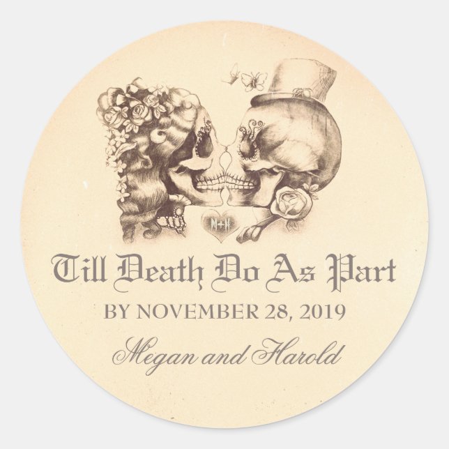 Etiquetas de casamento antigas de casal (Frente)