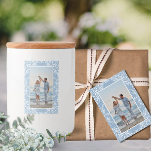Etiquetas de casamento de Borda de Foto Chic Azul